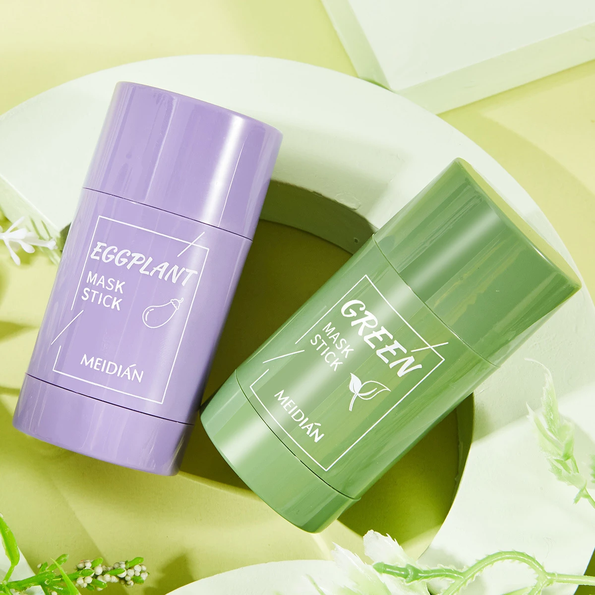 Anti-Points Noirs Visage à l'Extrait de Thé Vert pour Nettoyage Profond, Masque Facial Purifiant et Blanchissant, Masque Bâtonnet à l'Argile Verte